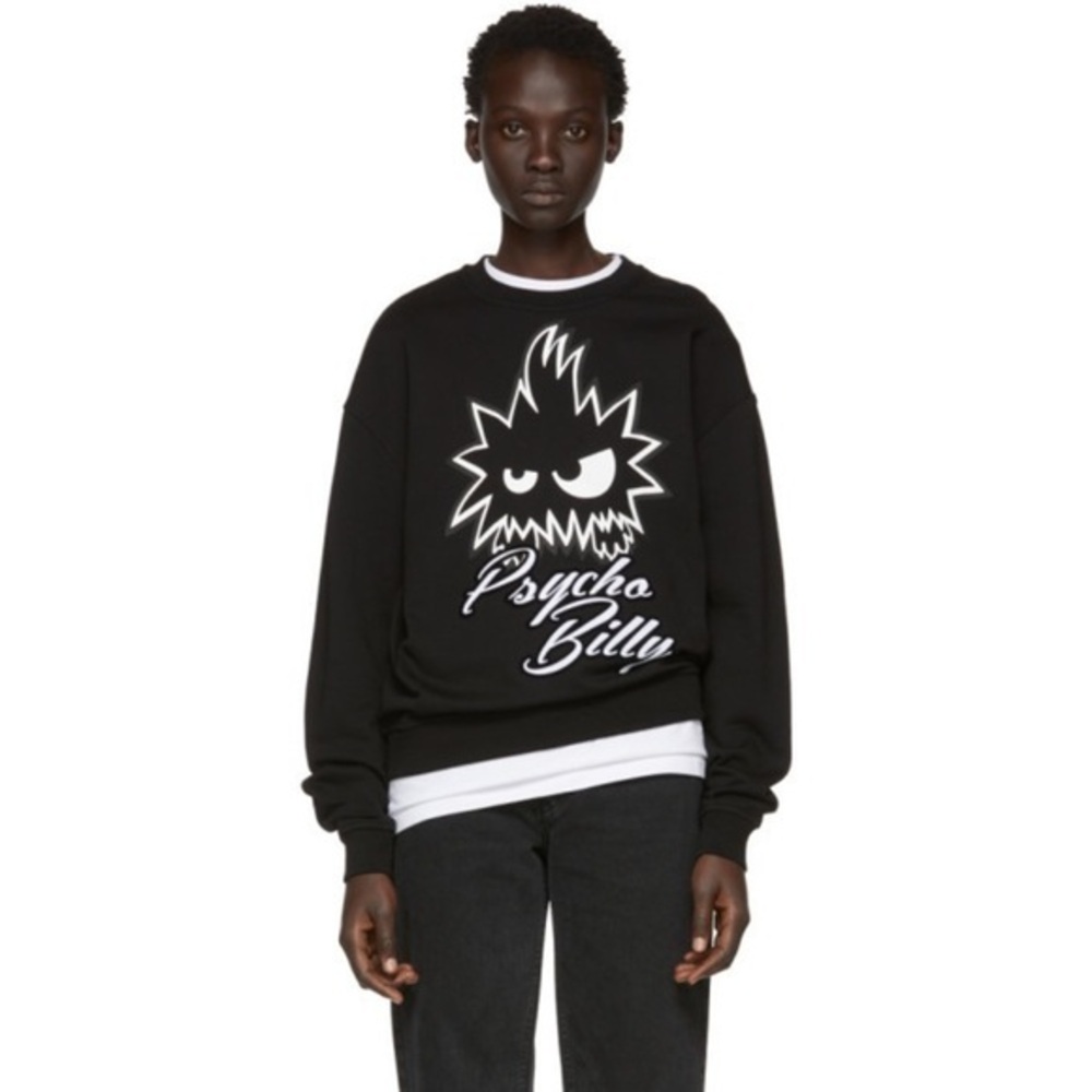 Alexander McQueen MCQ Psycho Billy Graphic Pullover Sweatshirt XS Black